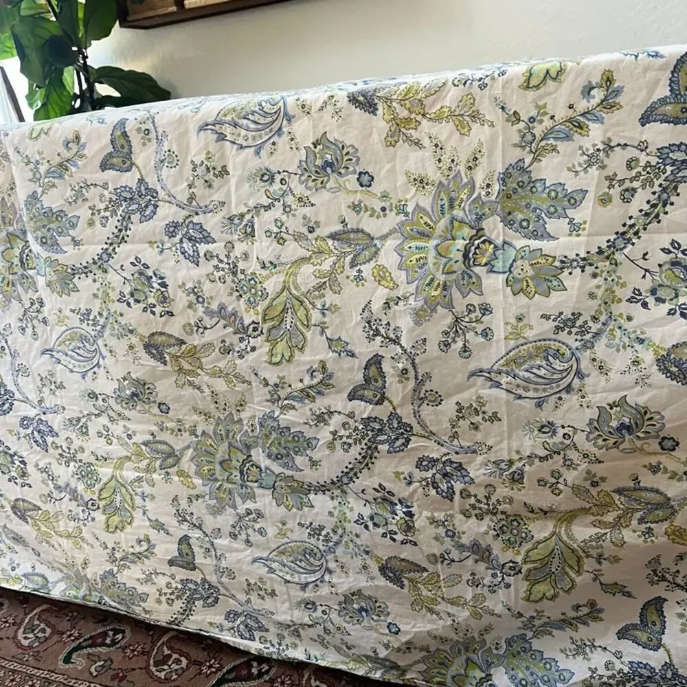 Pottery Barn Annie Paisley 100% Cotton King Flat Sheet